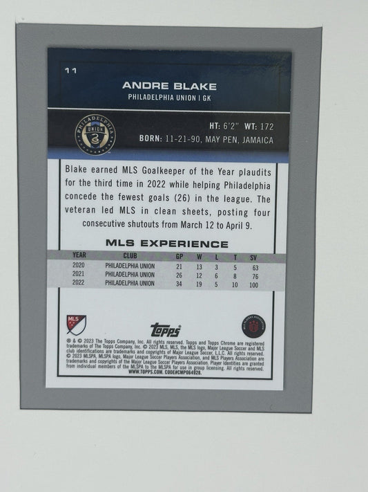 2023 Topps Chrome MLS Andre Blake Blue Mini Diamond Refractor 26/199 #11