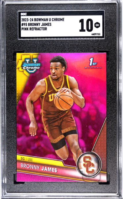 2023 Bowman U Chrome Bronny James Pink Refractor #95 SGC 10