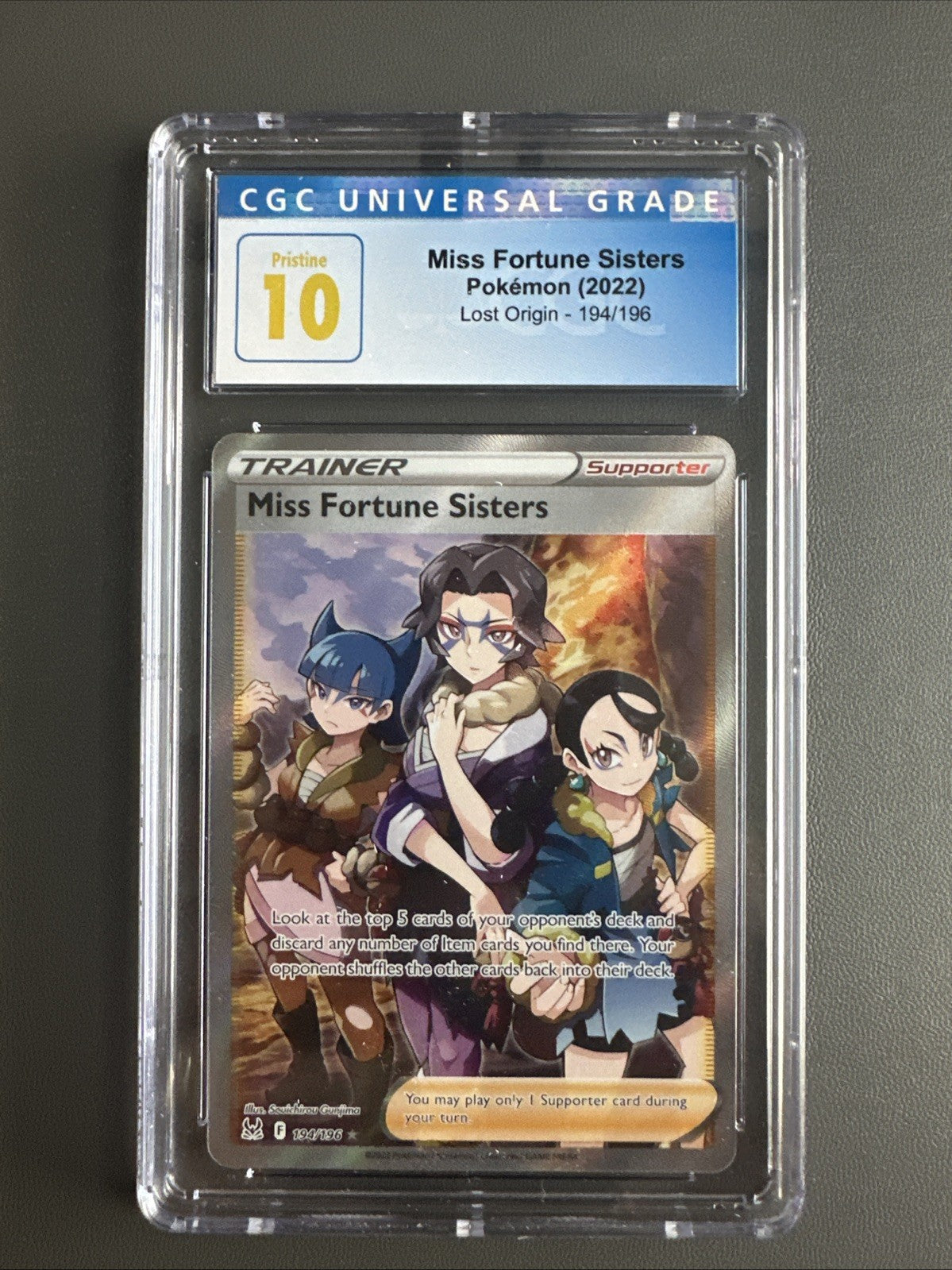 Miss Fortune Sisters Full Art #194/196 - CGC Pristine 10 Pokemon Lost Origin