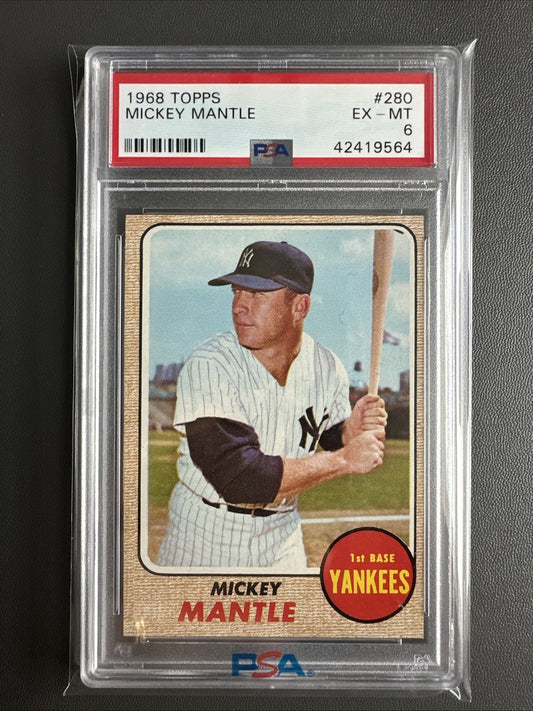 1968 Topps - #280 Mickey Mantle PSA 6