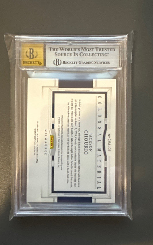 2024 Panini National Treasures Colossal Material Auto Jackson Chourio #3 BGS 8.5