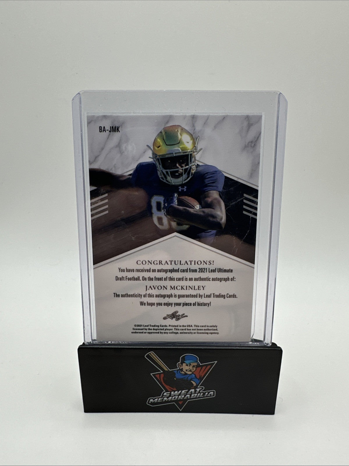 2021 LEAF ULTIMATE DRAFT JAVON MCKINLEY ROOKIE/RC AUTO #18/35