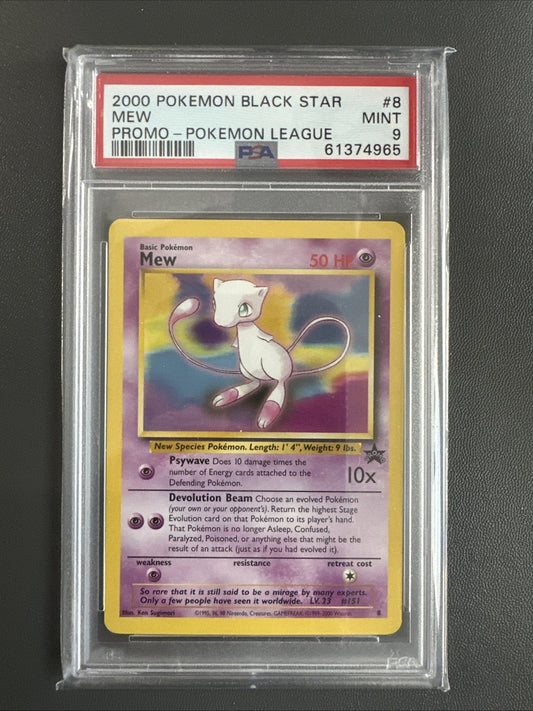 2000 Pokemon #8 Black Star Mew - Promo Pokemon League PSA 9