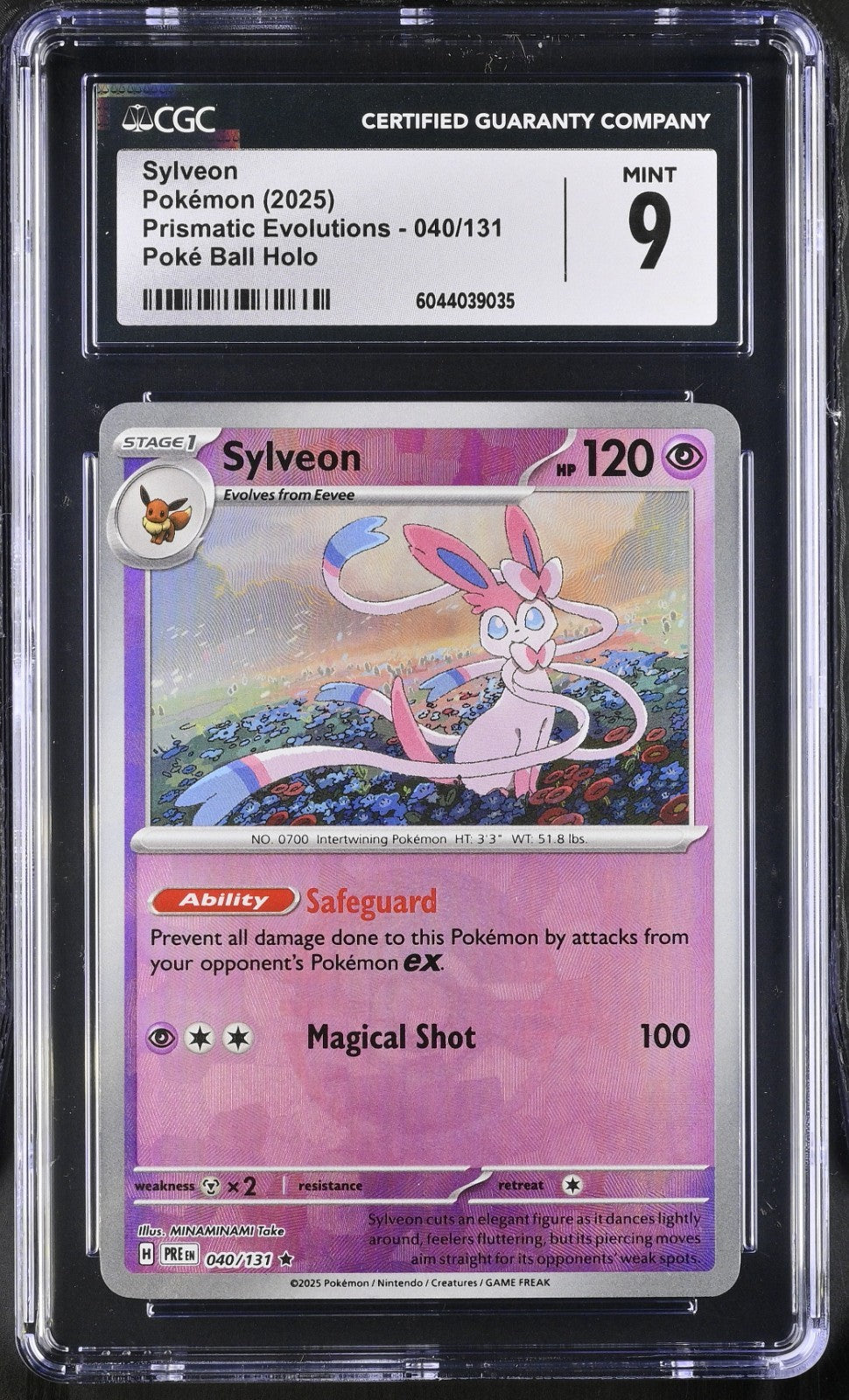 Pokemon 2025 Sylveon (Poke Ball Holo) 040/131 Prismatic Evolutions Holo CGC 9