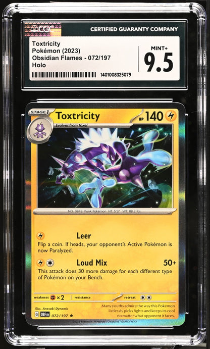 Pokemon 2023 Obsidian Flames Toxtricity #072/197 CGC 9.5