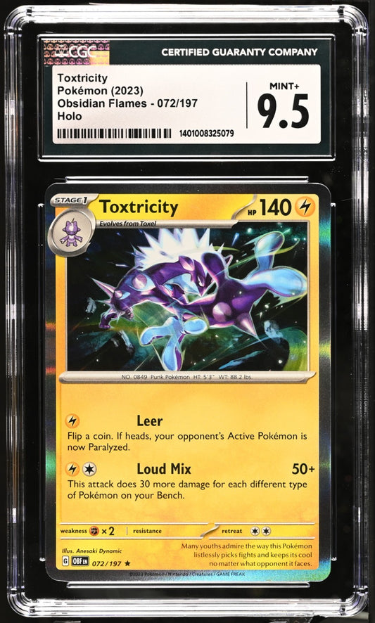 Pokemon 2023 Obsidian Flames Toxtricity #072/197 CGC 9.5