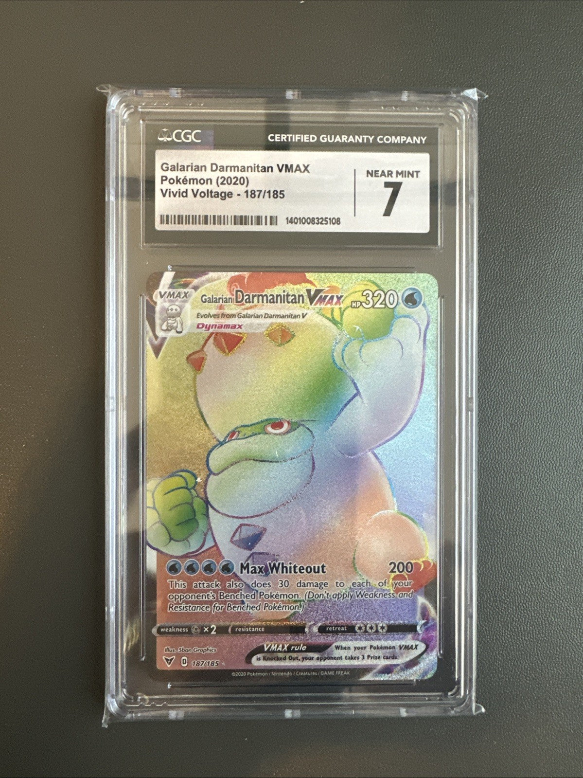 Pokemon 2020 Galarian Darmanitan VMAX 187/185 Vivid Voltage FULL ART CGC 7