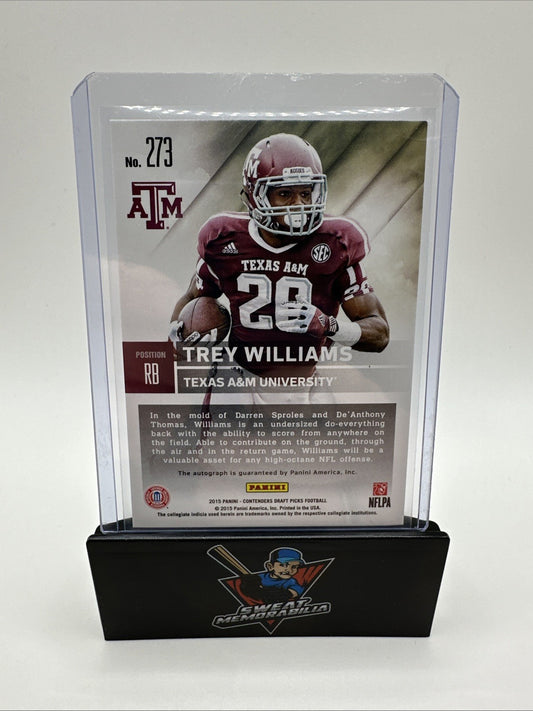2015 Panini Contenders Draft Picks - #273 Trey Williams Blue Prizm