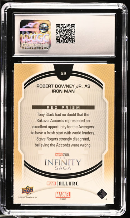 2022 Upper Deck Marvel Allure Robert Downey Jr. As Iron Man Red Prism CGC 9