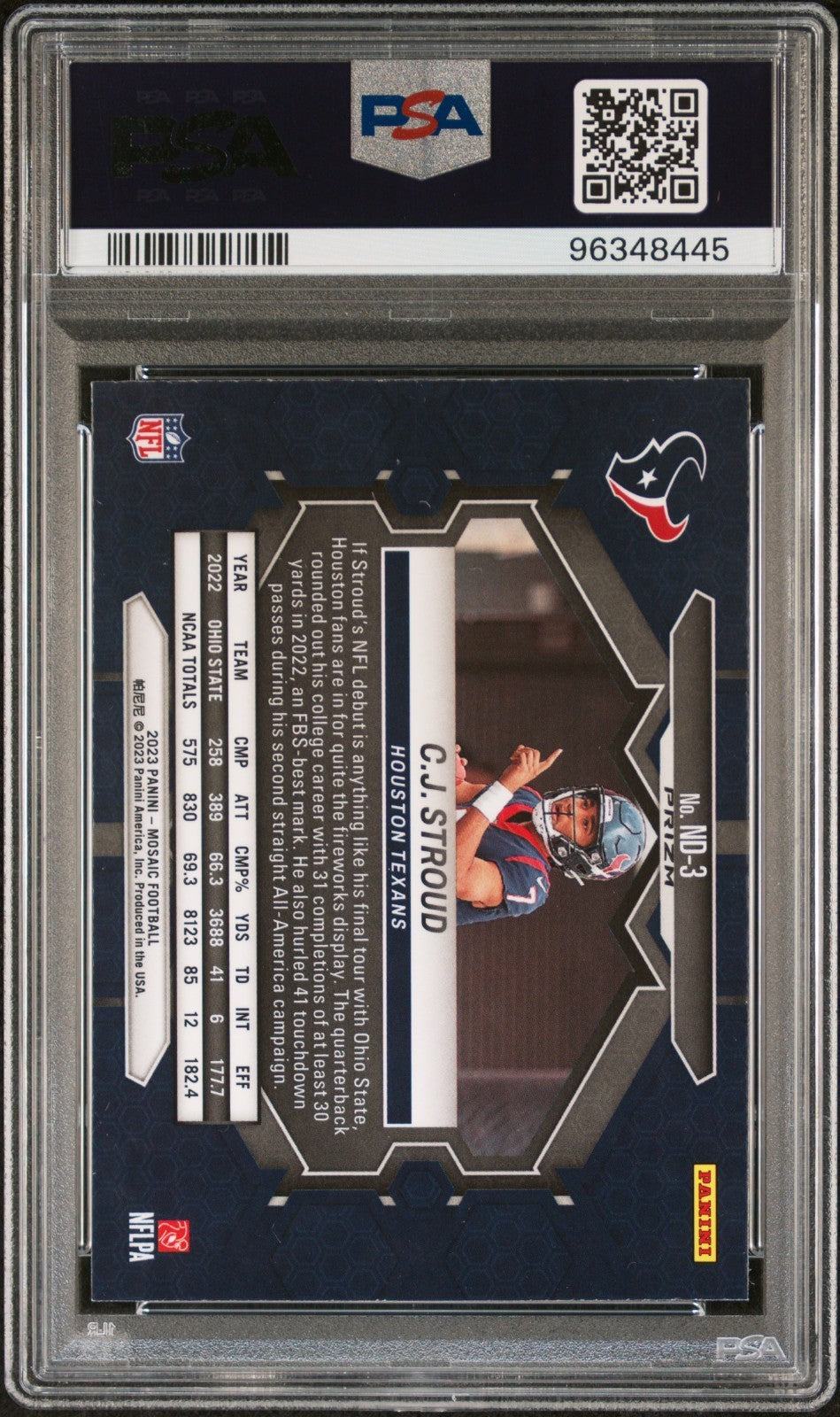 2023 Panini Mosaic NFL Debut CJ Stroud #ND3 Green PSA 10