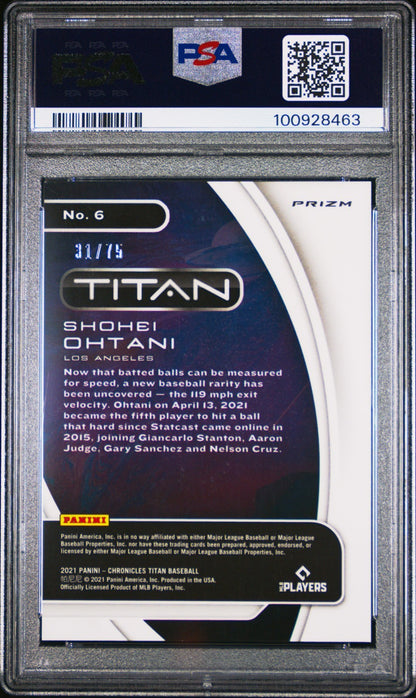 2021 Panini Chronicles Titan Shohei Ohtani Titan-Green #6 PSA 10