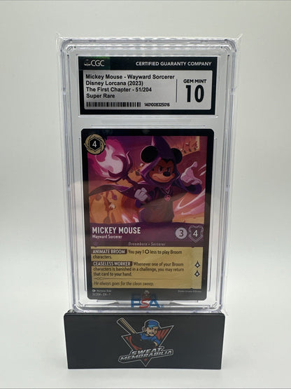 Disney Lorcana TCG Mickey Mouse Wayward Sorcerer FOIL CGC 10