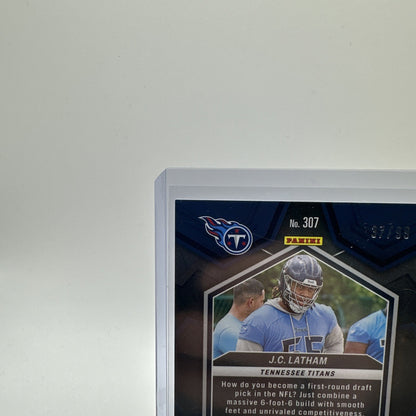 2024 PANINI PRIZM FB #307 BLUE MOSAIC JC LATHAM RC /99