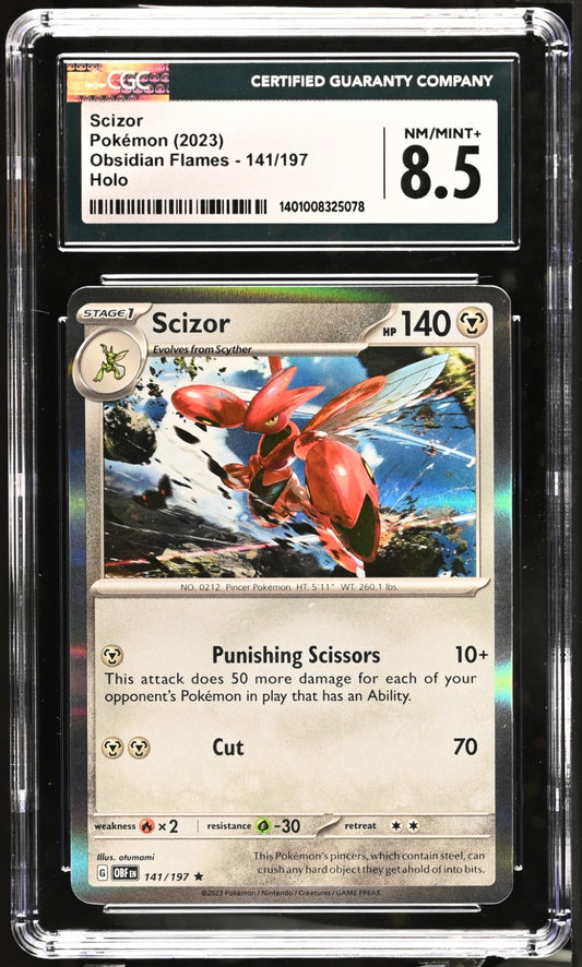Pokemon 2023 Obsidian Flames Scizor #141/197 CGC 8.5