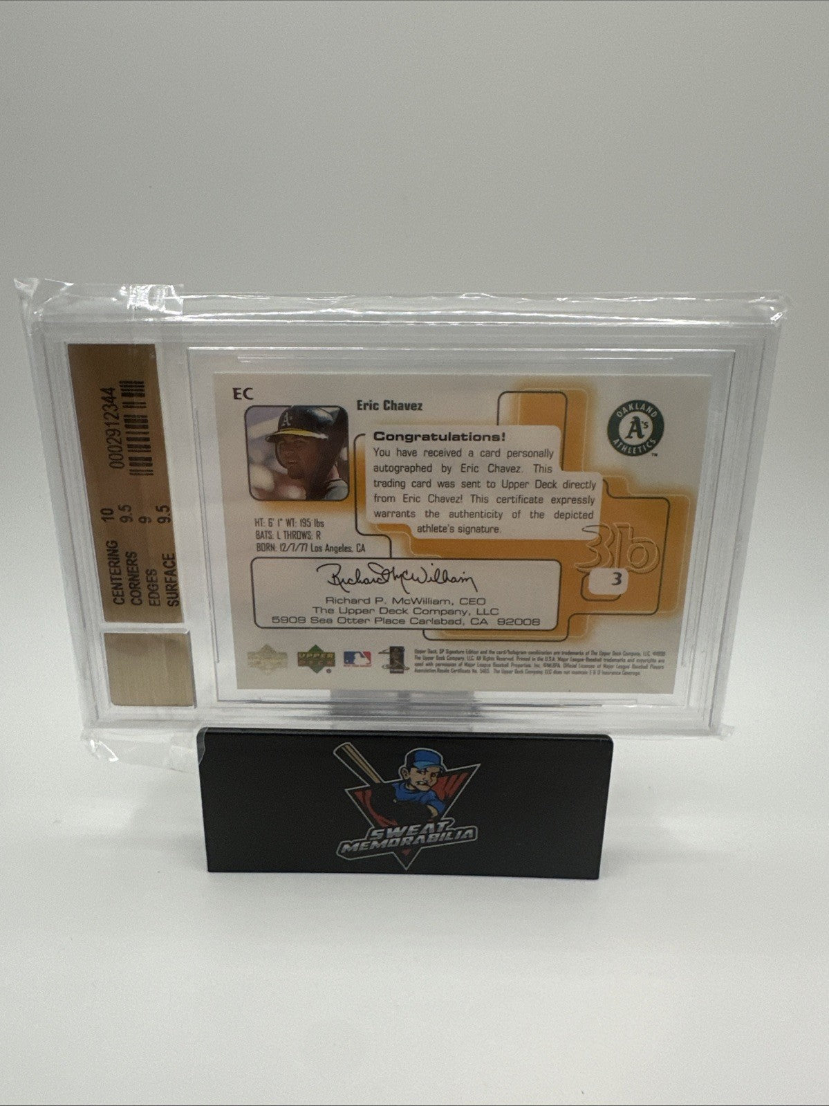 1999 Eric Chavez SP Authentic Signature Ed Upper Deck A's Athletics Signed Auto