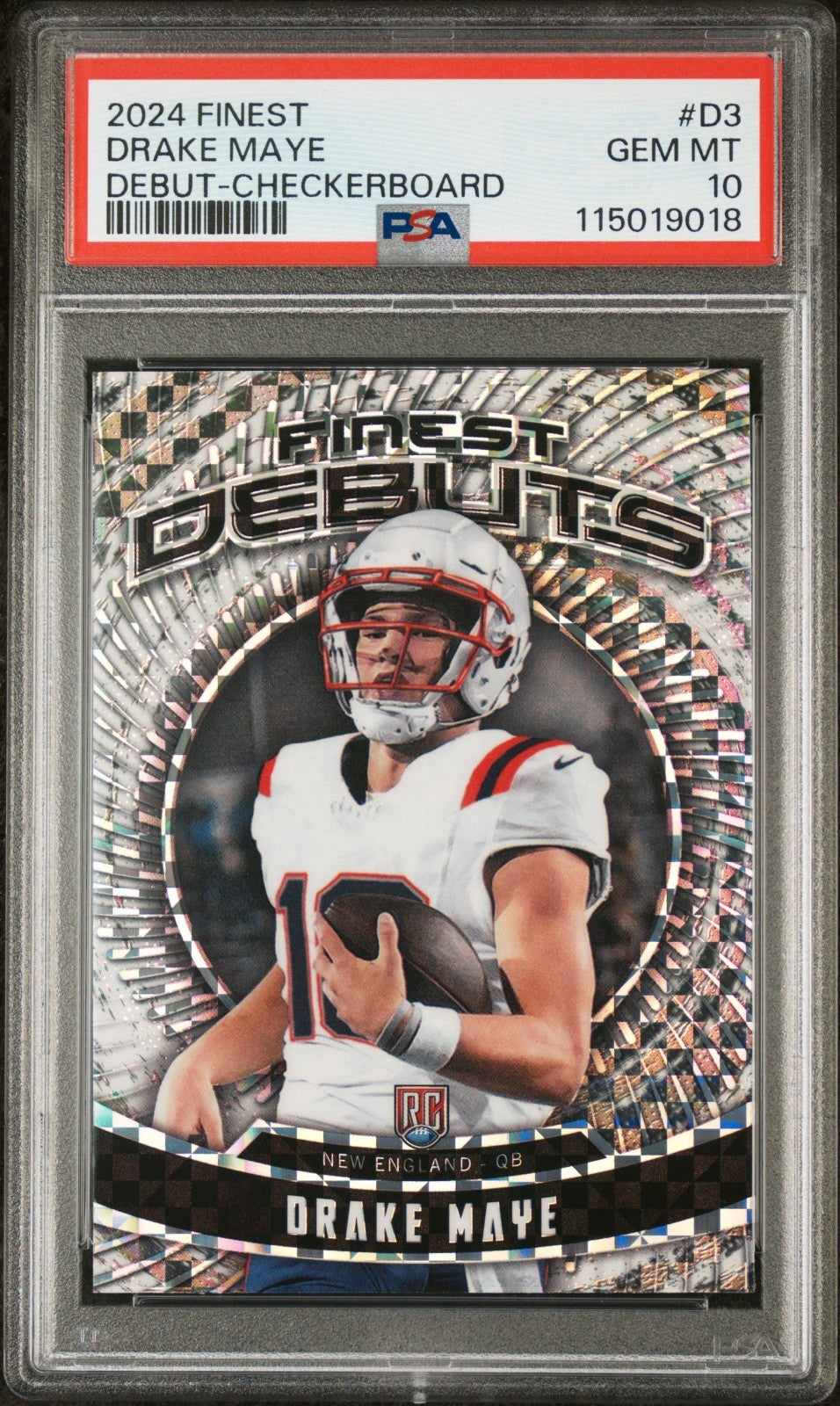 2024 Topps Finest Debut Drake Maye #D3 PSA 10 GEM MINT