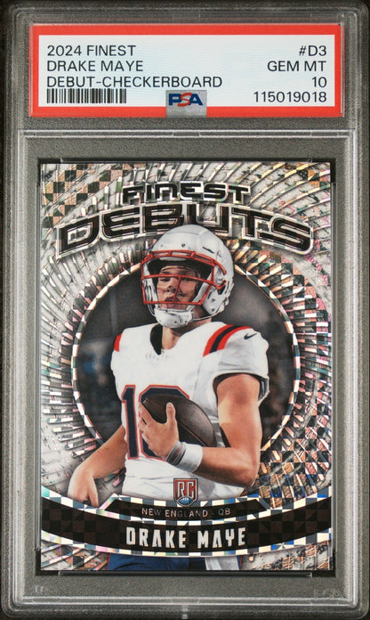 2024 Topps Finest Debut Drake Maye #D3 PSA 10 GEM MINT