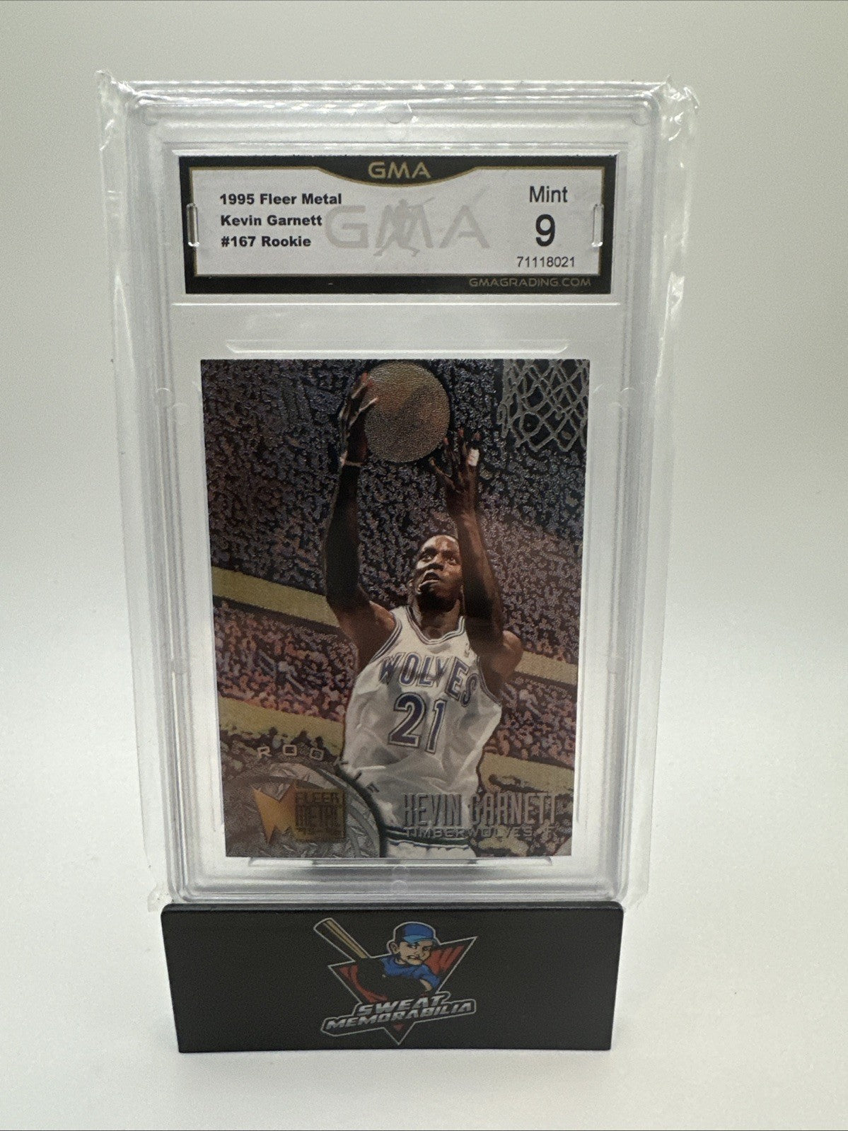 1995-96 Fleer Metal #167 KEVIN GARNETT  RC/Rookie  HOF Timberwolves  GMA 9