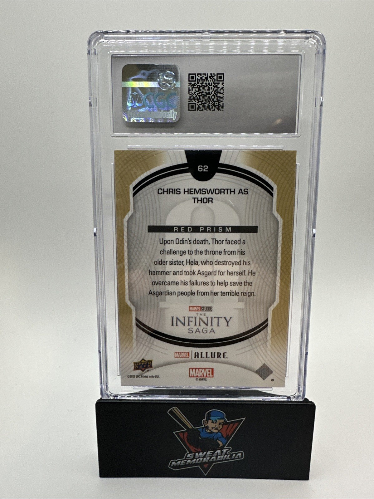 2022 UPPER DECK MARVEL ALLURE RED PRISM #62 CHRIS HEMSWORTH AS THOR CGC 8