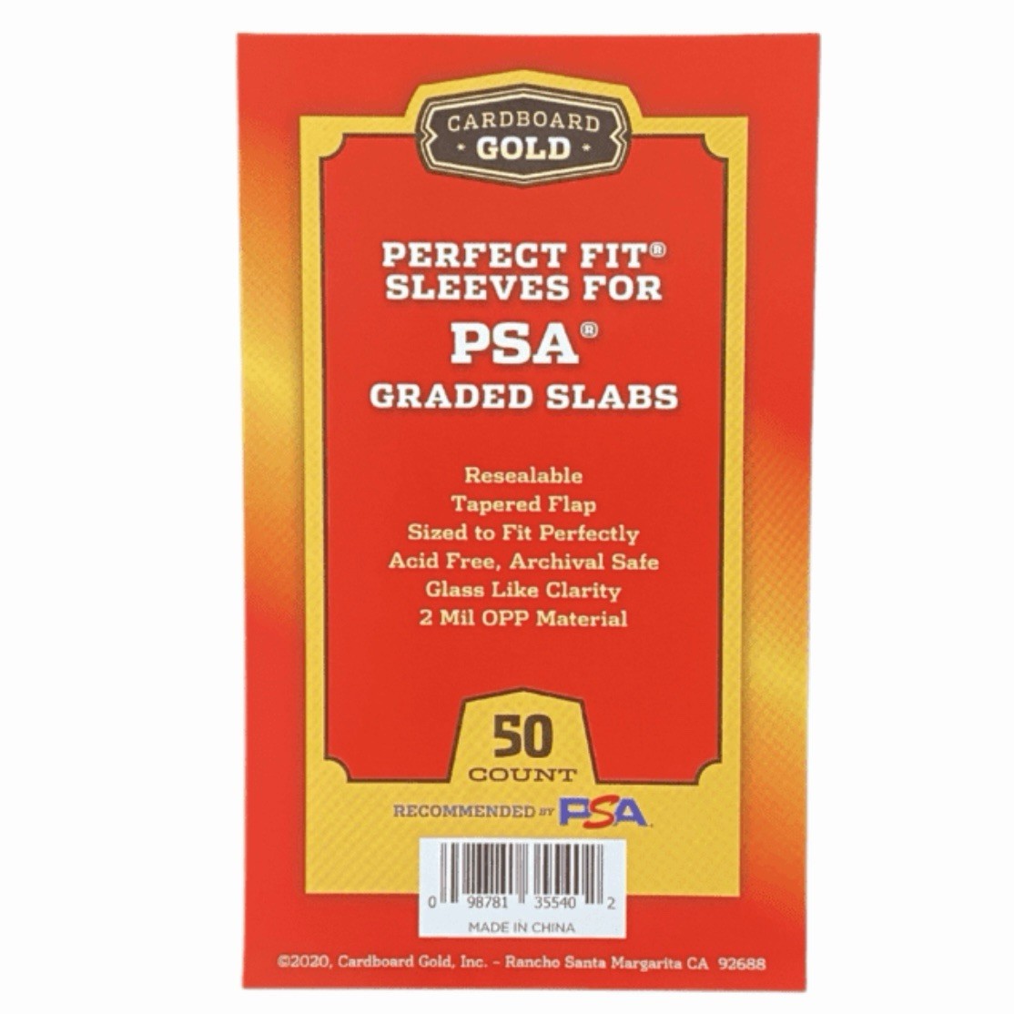 Cardboard Gold PSA Perfect Fit Sleeves (Blank) Graded PSA Slabs 50 Count 1 Pack