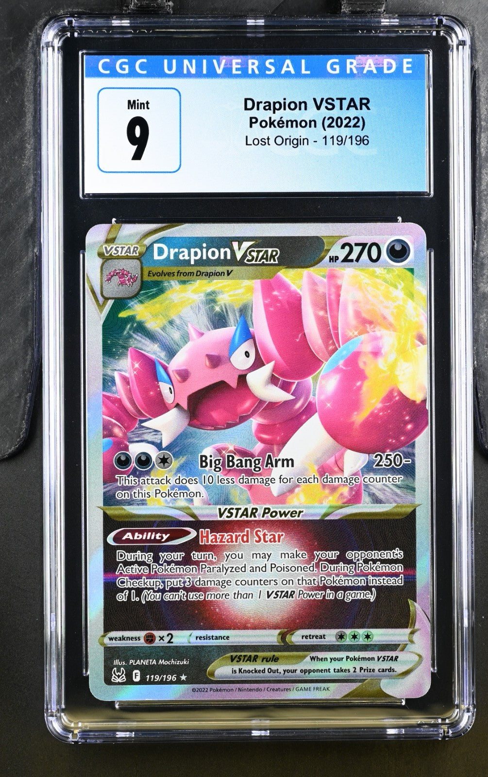 Pokemon 2022 Lost Origin Drapion VSTAR #119/196 CGC 9