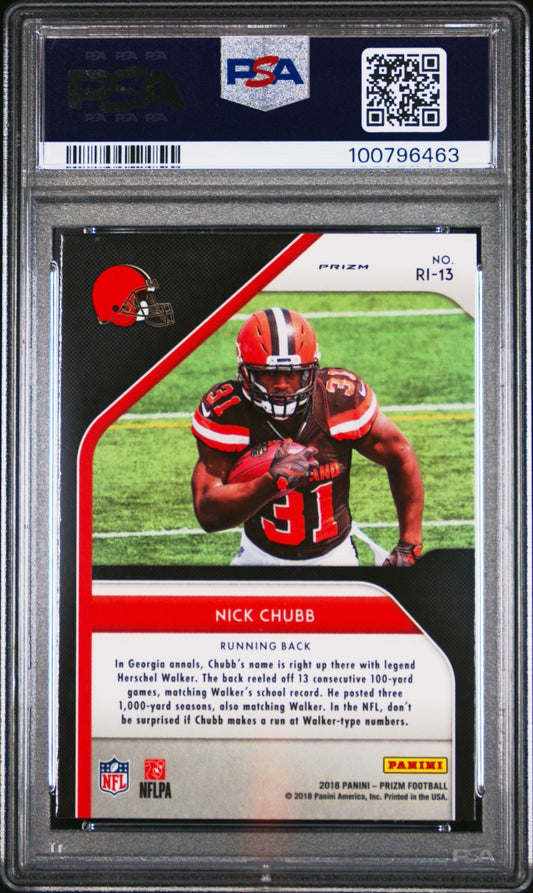 2018 Panini Prizm Rookie Introduction Nick Chubb #RI-13 PSA 9