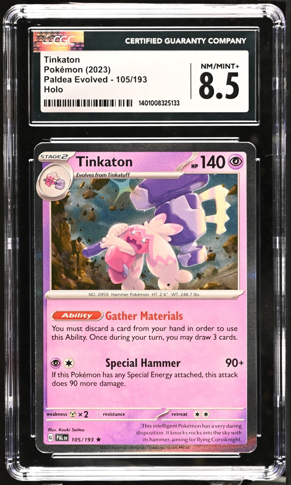 Pokemon 2023 Tinkaton 105/193 Paldea Evolved Promo CGC 8.5
