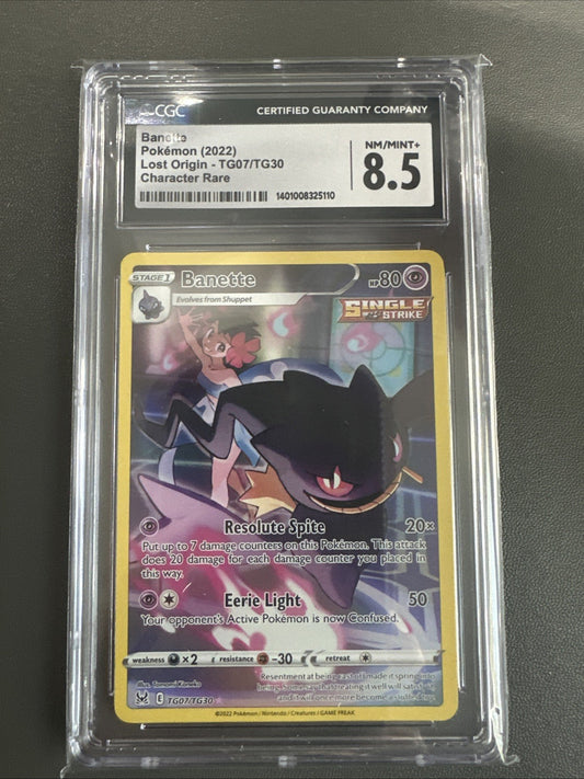 Pokemon Banette TG07/TG30 Swsh11: Lost Origin Trainer Gallery Holo CGC 8.5