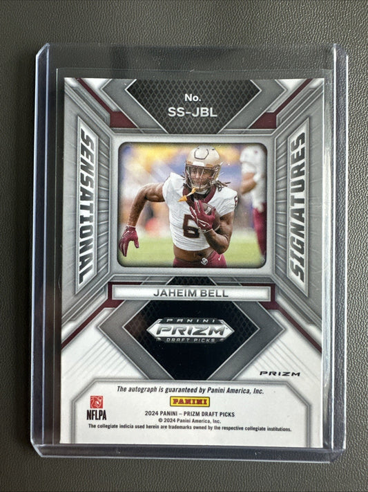 Jaheim Bell 2024 Panini Prizm Draft Sensational Signatures Silver Prizm RC Auto