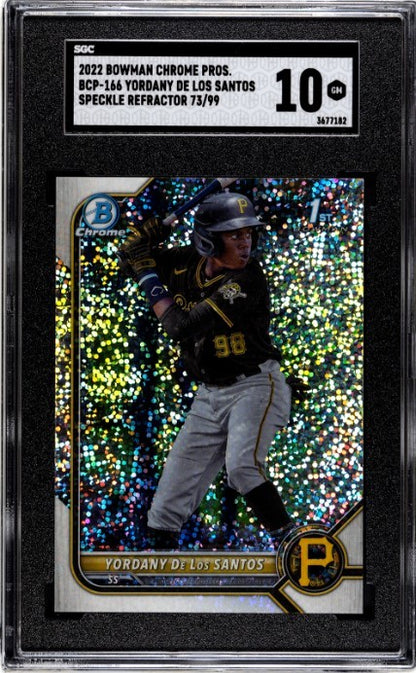 2022 Bowman Chrome Yordany De Los Santos Speckle Ref. #BCP-166 SGC 10