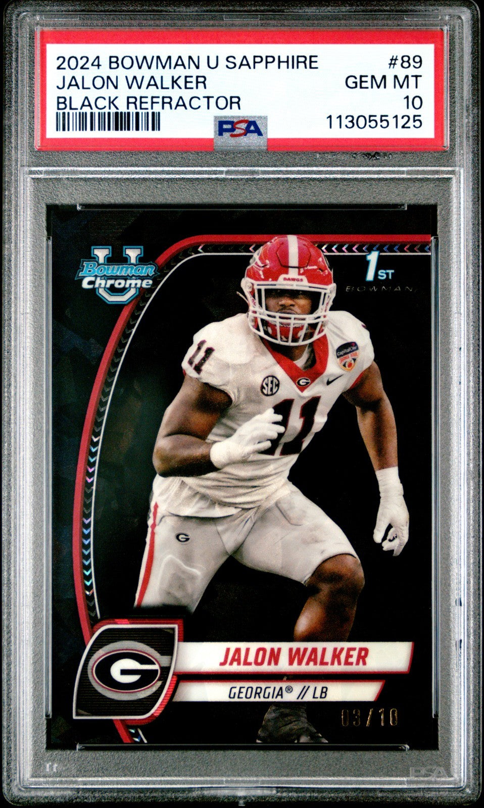 2024 Bowman University Chrome Sapphire Jalon Walker #89 PSA 10