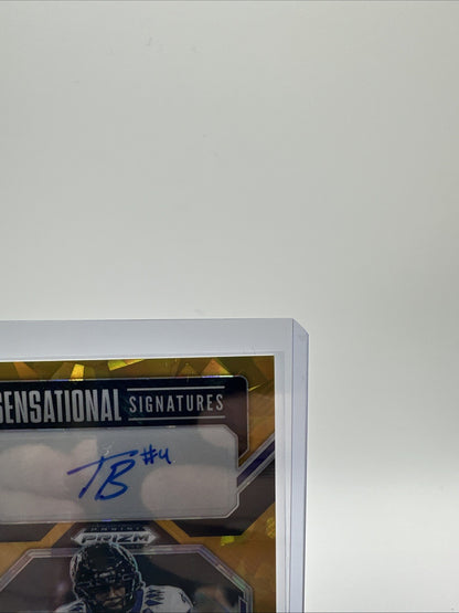 2023 Prizm Draft Picks #SS-TBA Taye Barber Sensational Signatures Gold Ice