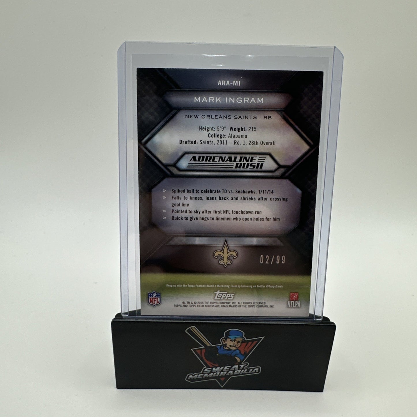 2015 Topps Field Access Adrenaline Rush Green #ARA-MI Mark Ingram /99