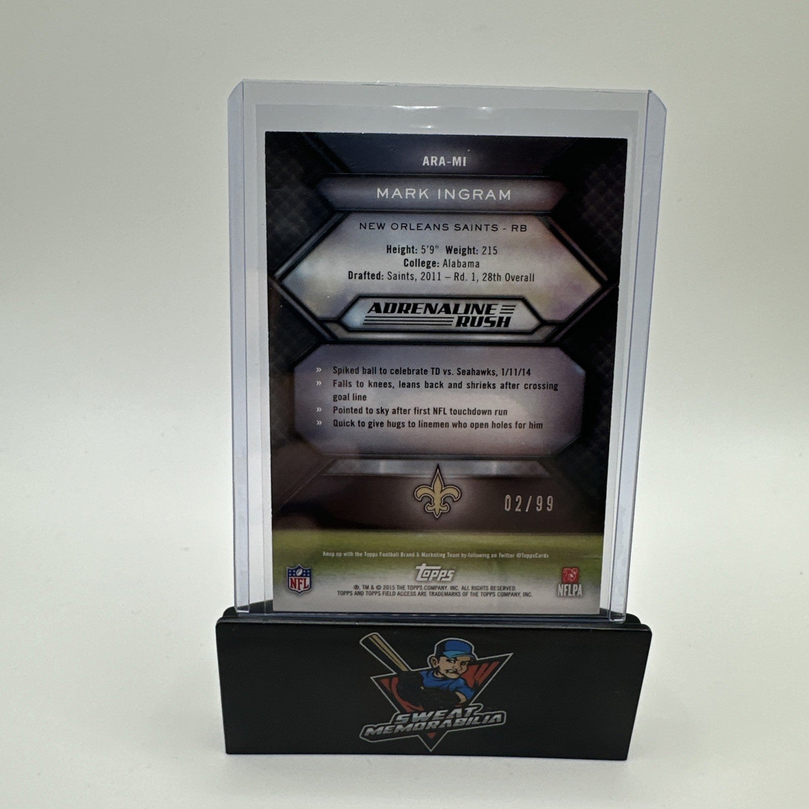 2015 Topps Field Access Adrenaline Rush Green #ARA-MI Mark Ingram /99