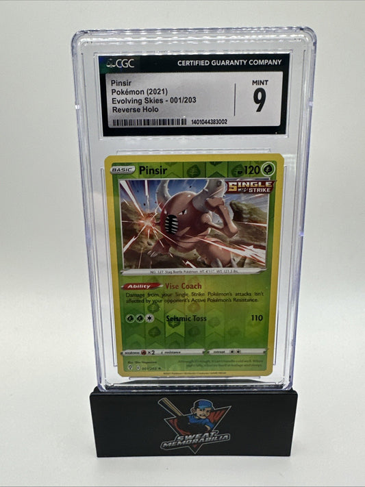 PINSIR 001/203 EVOLVING SKIES POKEMON (REVERSE HOLO) CGC 9