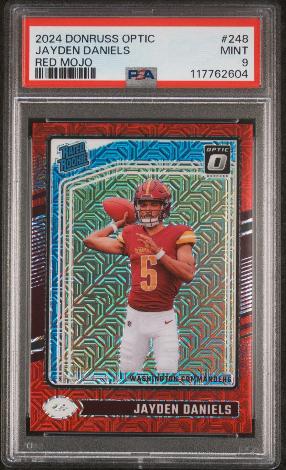 2024 Panini Donruss Optic Jayden Daniels #248 Red Mojo PSA 9
