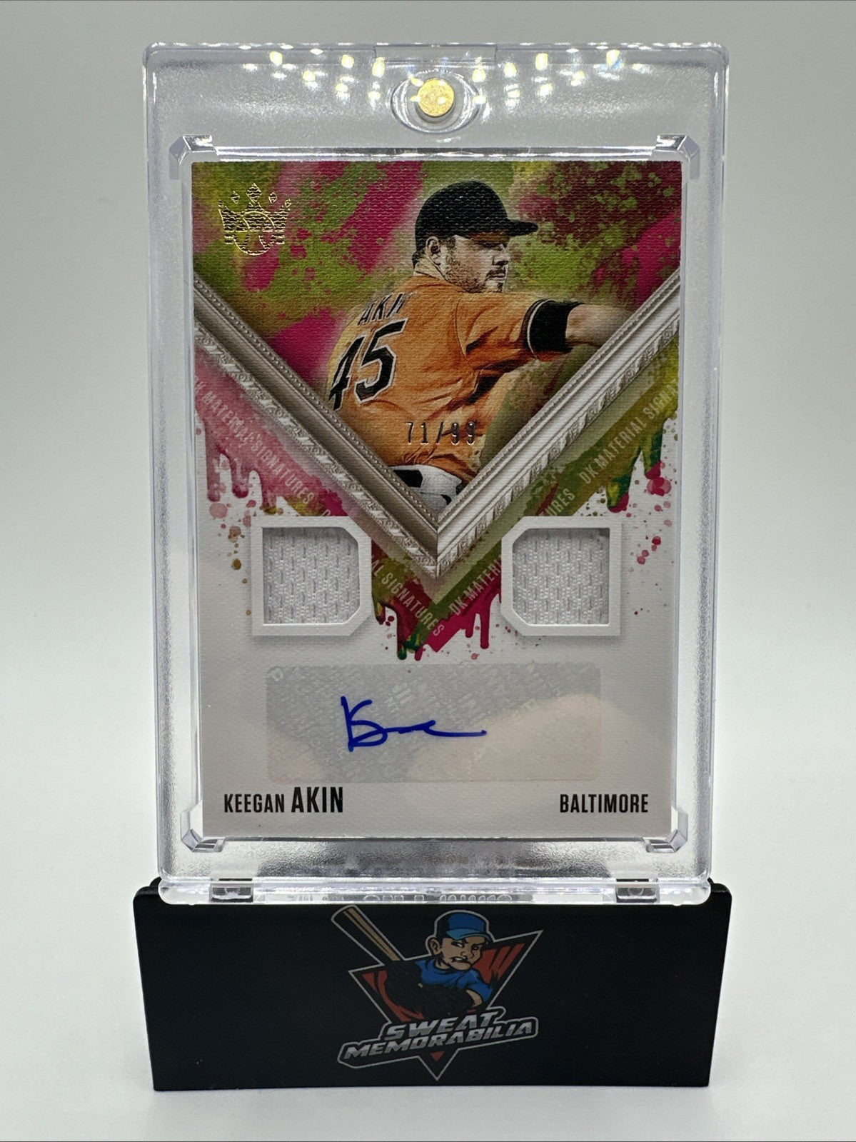 2021 Diamond Kings #DKMS-KA Duel Jersey Auto Keegan Akin Baltimore Orioles /99