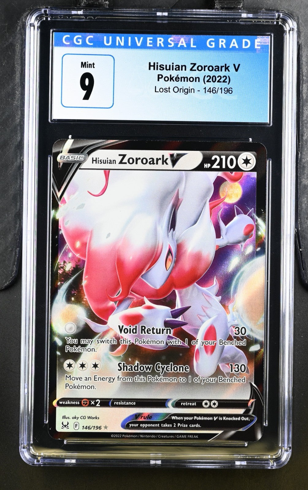 Pokemon 2022 Hisuian Zoroark V 146/196 Lost Origin Holo CGC 9