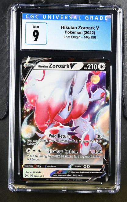 Pokemon 2022 Hisuian Zoroark V 146/196 Lost Origin Holo CGC 9