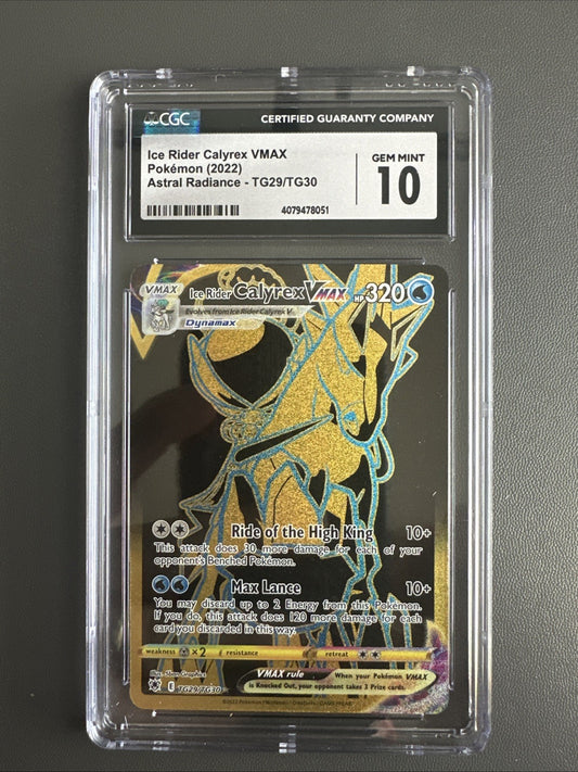 2022 POKEMON SWORD & SHIELD #TG29 FULL ART/ICE RIDER CALYREX VMAX CGC 10
