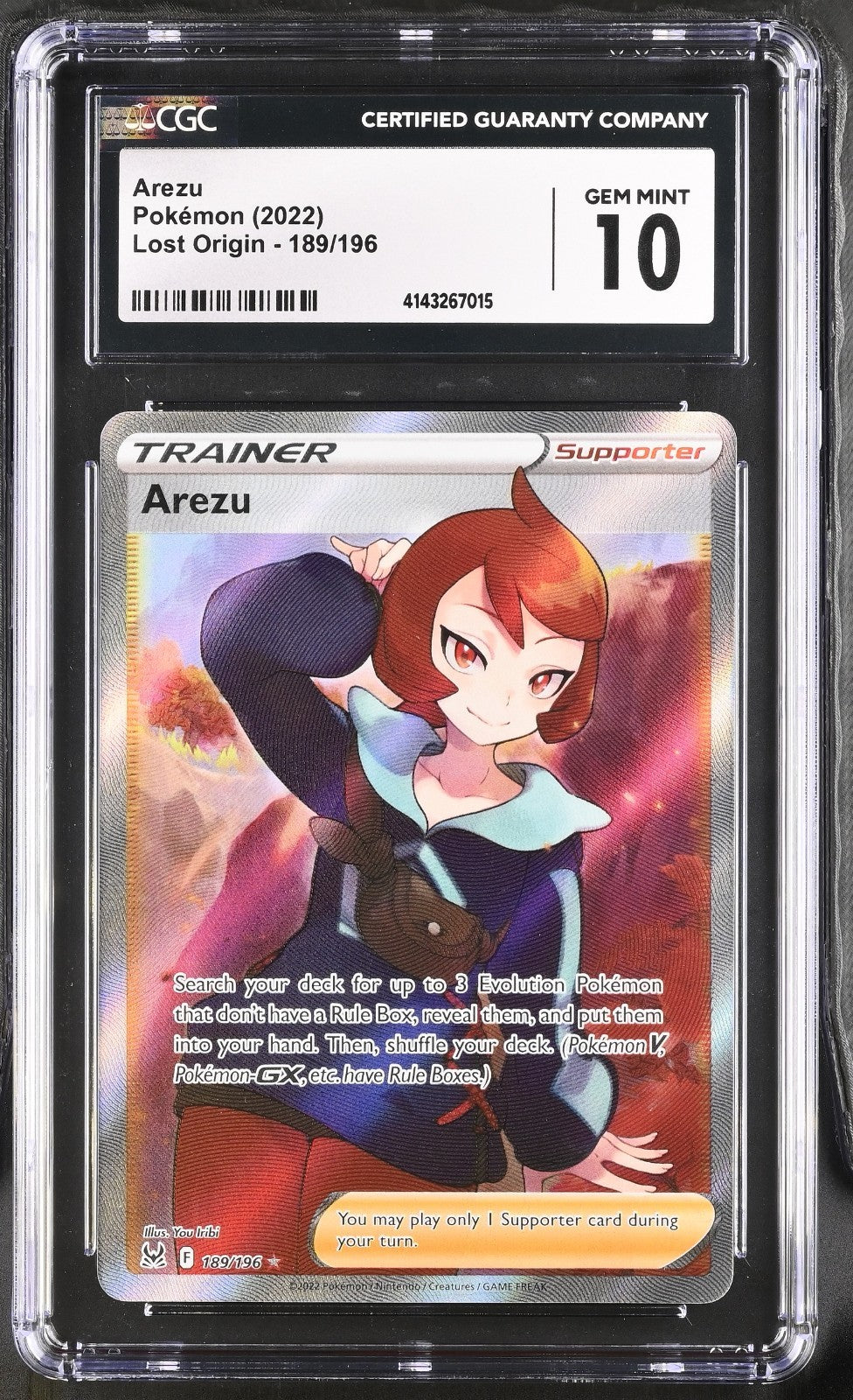 Pokemon 2022 Arezu (Full Art) 189/196 Pokemon Lost Origin Holo CGC 10