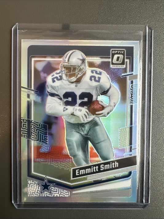 2023 Panini Donruss Optic Emmitt Smith (Cowboys) Silver Prizm Card No. 48 Holo