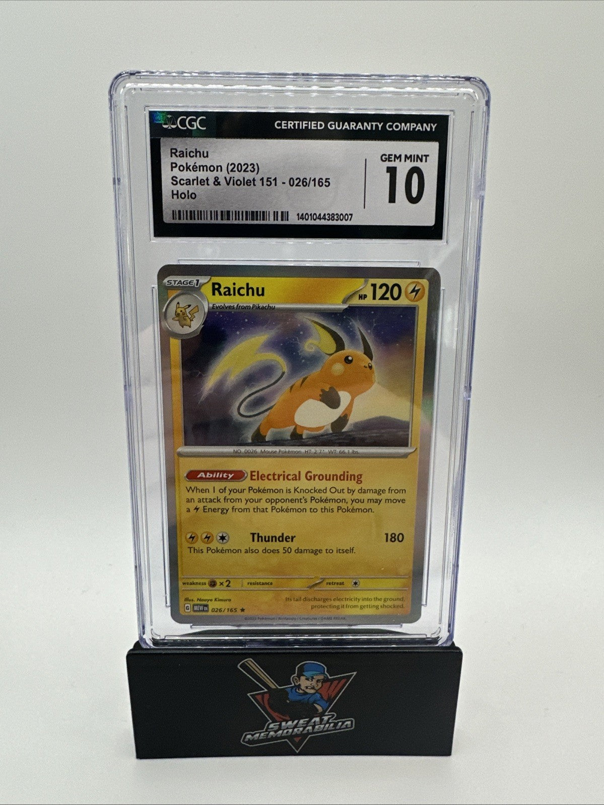Pokemon 2023 Raichu Scarlet & Violet 151 026/165 Holo CGC 10