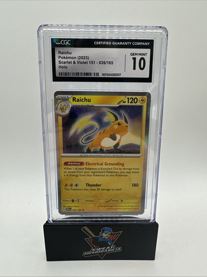 Pokemon 2023 Raichu Scarlet & Violet 151 026/165 Holo CGC 10