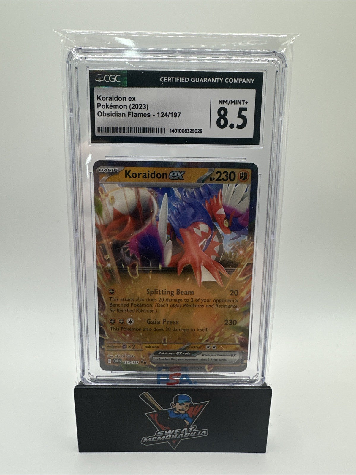 Pokémon 2023 Koraidon ex holo 124/197 Obsidian Flames CGC 8.5
