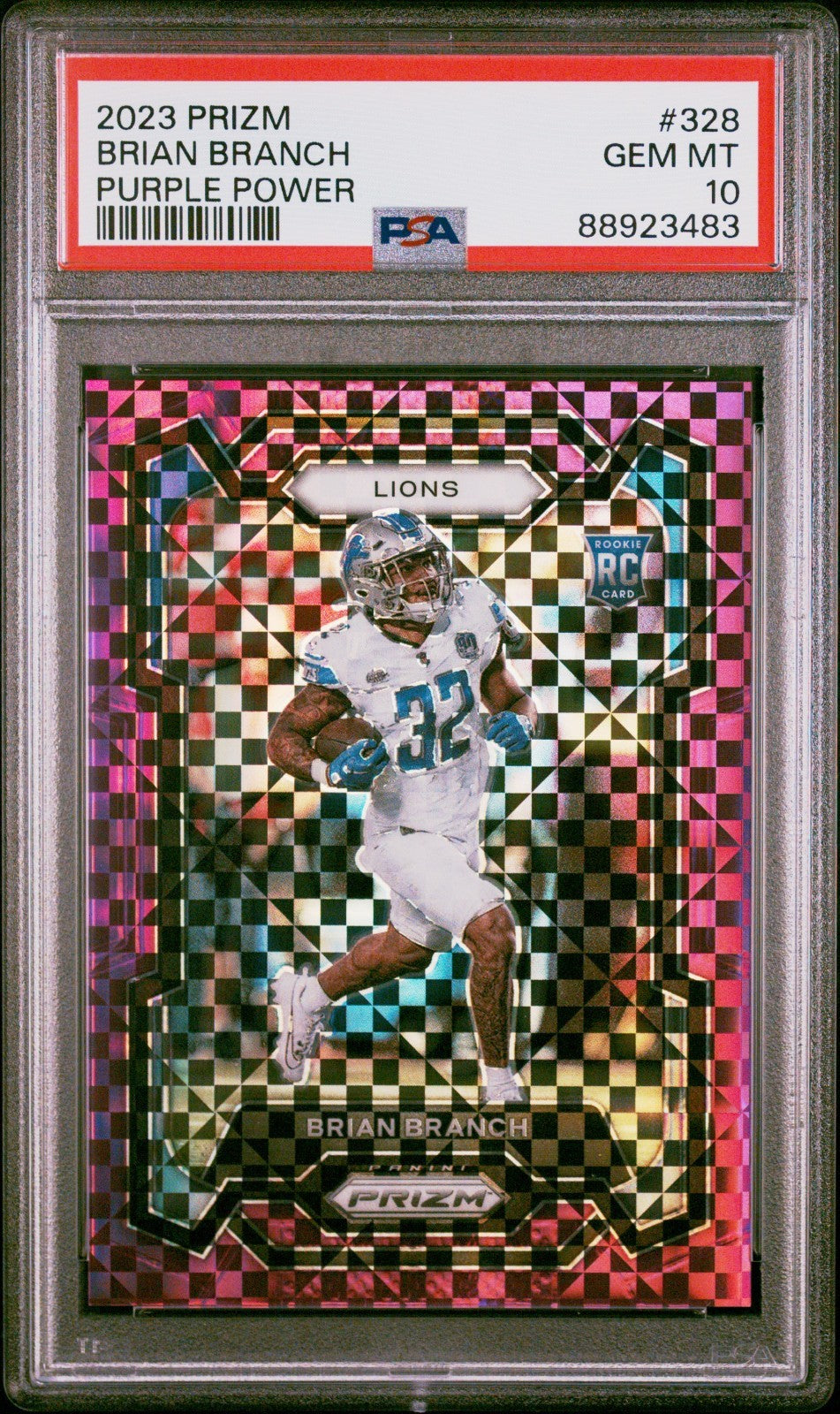 2023 Panini Prizm Brian Branch #328 Purple Power PSA 10 GEM MINT