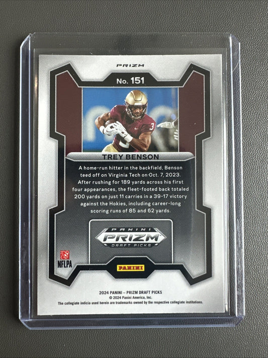 2024 Panini Prizm Draft Picks - Red Wave #151 Trey Benson (RC)