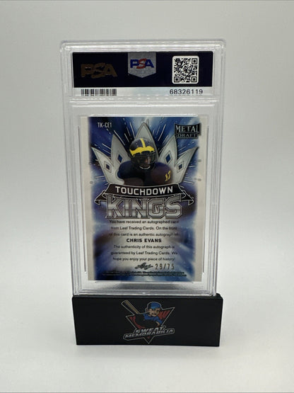 Chris Evans 2021 Leaf Metal Draft Touchdown Kings Auto 29/75 PSA 9