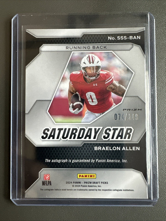 2024 prizm draft picks braelon allen Saturday Star Blue Auto /149