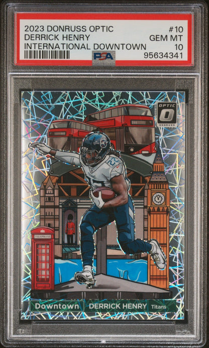 2023 Donruss Optic International Downtown #10 Derrick Henry Titans SSP PSA 10
